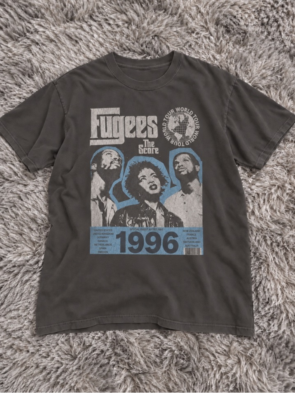 Fugees The Score 1996 Band World Tour Graphic Pepper T-Shirt